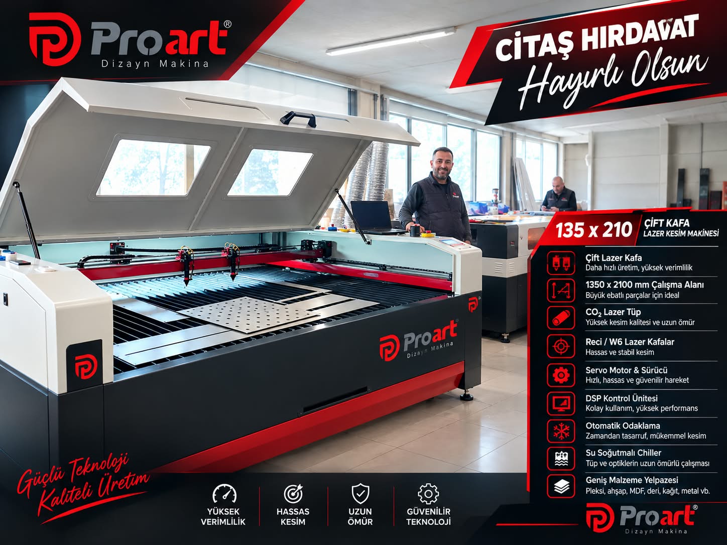 1350x2100 ÇİFT KAFA LAZER KESİM MAKİNASI